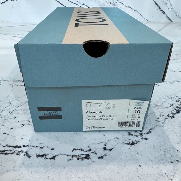 TOMS Alpargata Clearwater Blue Snow Yeti Print Slip Ons Size 10 - Picture 6 of 6
